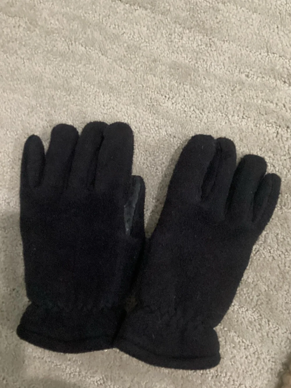 Lands' End Women's Black Fleece Gloves & Cream Tan Cuff Button Gloves